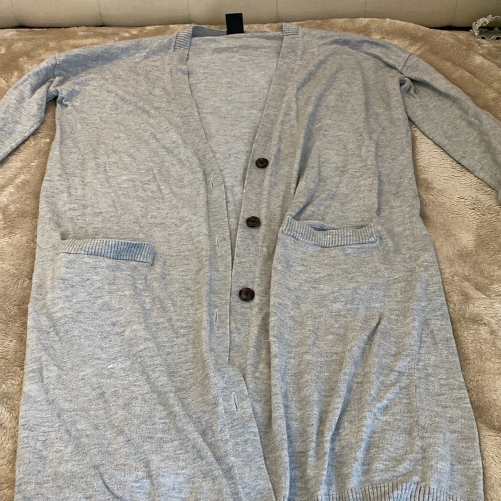 Gap Long Grey Button Down Cardigan